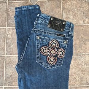 Miss Me Skinny Jeans Embroidered Rhinestoned 28 Western/Country/Rodeo
